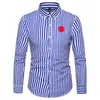 Designer Mens Striped Shirts Long-Sleeved Polo Shirt Solid color Fashion Embroidery Classic Shirts Casual Top Men T-Shirts