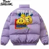 Hip Hop Oversized Parka Jacket Men Streetwear Graffiti Funny Bear Print Jacket Harajuku Cotton Winter Warm Padded Jacket Coat 201209