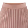 Sommer Frauen Mittlere Waden Lange Chiffon Hohe Elastische Taille Gefaltete Röcke Casual Damen Rosa Weiß Streetwear Lose Fit Rock Y1214