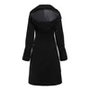 Rosético Gótico Largo Trench Coat Black Slim Asimetric Sapa Cuello Botón Elegante Otoño Invierno Vintage Goth Outwears 201031