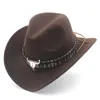 LUCKYLIANJI Child Kid Boy Girl Wool Felt 100 Western Cowboy Hat Wide Brim Cowgirl Cow Head Leather Band One Size54cm4713613