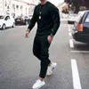 الخريف ملابس رياضية الرجال مجموعة الأزياء الصلبة رياضية الرياضة الدعاوى الذكور sweatsuit طويلة الأكمام تي شيرت + السراويل 2 قطعة مجموعات 211220