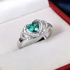 2020 Heet Verkopen Zoete Leuke Eenvoudige Mode-sieraden 925 Sterling Silver Emerlad Peer Cut CZ Diamond Women Wedding Engagement Heart Band Ring