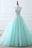 Sweetheart Neckline Lace Up Back Sequined Applique Adorned Ice Blue Formal Prom Evening Dress Gala Carnival Party