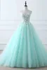 Sweetheart Neckline Lace Up Back Sequined Applique Adorned Ice Blue Formal Prom Evening Dress Gala Carnival Party