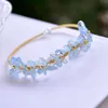 30st Women Girl Natural Amethyst Apatite Aquamarine Tourmaline Crystal Chips Pärlor 14k Guldfylld Wire Wrapped Justerbar Bangle Armband