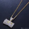 Hip-Hop Mäns Smycken Micro-Inlaid Zircon med dubbelfärg Elektroplätering Dollar Pendant Street Smycken