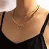 Collier pendentif cœur romantique pour femmes et filles, breloques, chaîne perlée en or, ras du cou réglable, bijoux de mariage