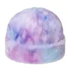 Autumn Winter Faux päls Rainbow Multicolor Tie Dye Skallies Caps Fashion Hip Hop Tjock Warme Beanie Hat For Women Girls Gorros245f