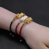Lucky Red Rope Armbänder 999 Sterling Silber Pixiu Goldfarbe Tibetisch-buddhistische Knoten Verstellbares Charm-Armband für Frauen Männer Y200107