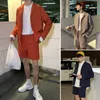 Primavera e l'estate Nuovi arrivi Trend Versione coreana della coppia Moda allentata Camicia sportiva casual Cinque pantaloni Suit LJ201125