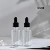 30 sztuk 5 ml-100 ml Puste bursztynowe szklane szklane butelki kroplowe Essential Oil Drop Aromaterapy Płynna Odczynnik Pipeta Refillable Butelka