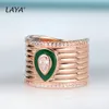 Laya 925 Стерлинговое серебро кольцо для женщин для женщин в стиле ретро высококачественный циркон зеленый нано черная эмалевая вечеринка классика Je261t