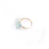 With Side Stones Finger Rings Natural Aquamarine Stone Women Irregular Wire Wrap Healing Gold-color Resizable Ring Jewelry DX3096