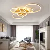 Gold White Modern LED Chandelier Lights For Living Study Room Dimmable Indoor Lamps Parlor Foyer Luminaire