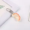 창조적 인 수지 durain 만두 오렌지 튀김 계란 여성을위한 과일 열쇠 사슬 수제 가방 지갑 키 링 재미있는 음식 키 체인 도매