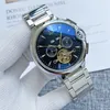 2021ニューラグジュアリーメンズウォッチ大型フライホイール5ステッチ自動機械式時計デザイナー腕時計高品質のトップブランドスチールストラップファッションメン