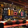 Papier PO sur PO personnalisé 3D stéréoscopique en relief Création Fashion Lettres anglaises Love Restaurant Cafe Background Mural Decor9943346
