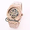 41 мм 26518 A2813 Automatic Mens Watch Skeleton Tourbillon Dial Black Inner Inner Rose Gold Bracelet Sport Watches на 28800VPT SwiSstime