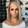Bob Straight Lace Front Wig Colored Ash Blonde Highlight Wig Human Hair Remy Short Bob Wig Lace Front Human Hair Wigs For Women 221171444