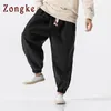 Zongke Chinese straatstijl wollen warme winterbroek mannen joggers joggingbroek hiphoppants mannen kleren streetwear heren broek 201126