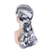 Unisex Bandana Camouflage Silky Long Tail Hat Head Wrap Elastic Cap Scarf Män Kvinnor Pirathatt Turban Headwear Doo Durag Cap Ny