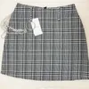 Streetwear High Waist Chain Mini Skirt Tartan Grey Women Aline Skirt harajuku plaid skirts womens Casual Slim Short Skirt T200324