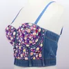 2020 moda denim strass camisola espartilho feminino bustier sutiã noite clube festa sexy sem costas colete superior plus size277u