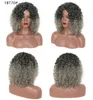 Pixie Cut Curly ombre Bob Wig Blue Gris Blonde Blonde Colore Synthétique Wig avec une frange pour les femmes noires Wig Machine de cosplay résistant à la chaleur