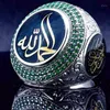 Klusterringar vintage islam profet muhammad blå kristallring punk saudiska stjärna turkiska ottoman cz uttalande för män boho muslimska smycken1