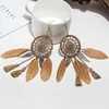 Europe and America Vintage Feather Luxury Drop Earrings for Women Ethnic Folk-custom Boho Dangle Earring Fashion Jewelry