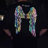 100% Coton Ailes Réfléchissant T-shirt Streetwear Hommes Lâche Couple T-Shirt Noir Harajuku T-shirt D'été À Manches Courtes Gothique Tops G1222