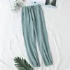 Japanese pajamas men and women spring autumn home pants cotton washed double gauze loose comfortable trousers casual LJ200822