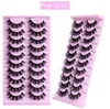 10 Pairs Fluffy Faux 3D Mink Eyelashes 12-21mm False Eyelash Cross Thick Soft Lash Extension With Pink Tray Makeup