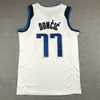 2022 Męskie luka Doncic Koszykówki Koszulki # 77 Zielone Vintage City White Blue Szyte Koszule S-XXL