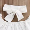 3 Delige Set Babykleding Mode Baby Witte Jas Gat Jeans Bows Hoofddeksels Kinderen Vrouw Kleding Sets 2020 30jx K2