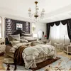 4/6 / 10 Stks Premium Jacquard Luxe Dekbedovertrek Set Smooth Bedding Set Queen King Size Cotton Laken Bedspread Pillow Shams T200706