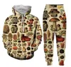 2022 Nya Män / Kvinnor Mushroom Collage Rolig 3D-tryck Fashion Tracksuits Hip Hop Pants + Hoodies OK025