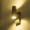 مصباح جداري بمستشعر خارجي يصل إلى أسفل مع مصابيح الشرفة PIR ثنائية الرأس GU10 Corridor Yard Decor Lighting