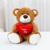 Coeur ours noeud papillon en peluche poupée dessin animé mignon ours en peluche Saint Valentin cadeau jouets en peluche 25cm