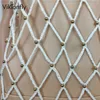 Vikionfly Sexy Pearl Beads Beach Cover Up Women Summer Mesh Tunic Sheer Fishnet Crochet Bikini Swim Wear Beach Dress Sarong Y20070268k