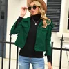 Womens Slim 3/4 Sleeve Collar Lapela Estilo Casual Imitação de Couro Moda Street Winter Jacket