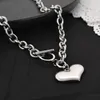 Punk Hip Hop Rvs Hart Hanger Ketting Voor Mannen Dames Minimalistische Casual Cubaanse Ketting Toggle Clasp Chokers Love