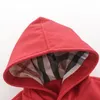 Retail Winter Fashion Hooded Collar Baby Boys Girls Overcoat Red Black 2 Colors Comfortable Children Jacket Girls Boys Clothes Hot Selling