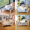 Förhöjd kattbädd Hus Hammocks Wood Canvas Lounge för små hundar Katter Hållbara husdjurstillbehör12028967