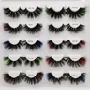 20mm 25mm Coloré Cils Faux 3D Vison Cils Épais Long Coloré Faux Cils Brillant Partie Pleine Bande Cils Extension Maquillage