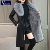 Vangull Damen Lederjacke für den Winter 2019 Neu Plus Samt Warm Schlank Großer Pelzkragen Langer Ledermantel Weibliche Oberbekleidung M-4XL 201124