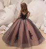 Mignon en dentelle en tulle robe fille robe formelle occasion de demoiselle d'honneur de mariage concours d'anniversaire chic christma tutu robe mc22247423296