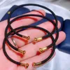 Nytt öppet armband Justerbart elastiskt Färgrikt Rött Rope Armband C-Typ Öppningsarmband Slitage 3D Hård Ren Gold Beaded