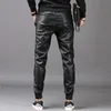 Мужские брюки Tsingyi Moto Biker Faux кожаные мужчины Joggers Harem Bags Haulastal талия на молнии карманы черная улица Slim Fit одежда1